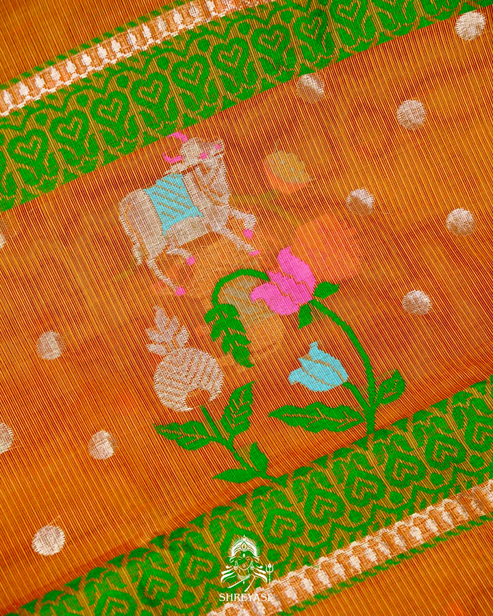 Handloom Pure Zari Kota Saree with Contrast Blouse