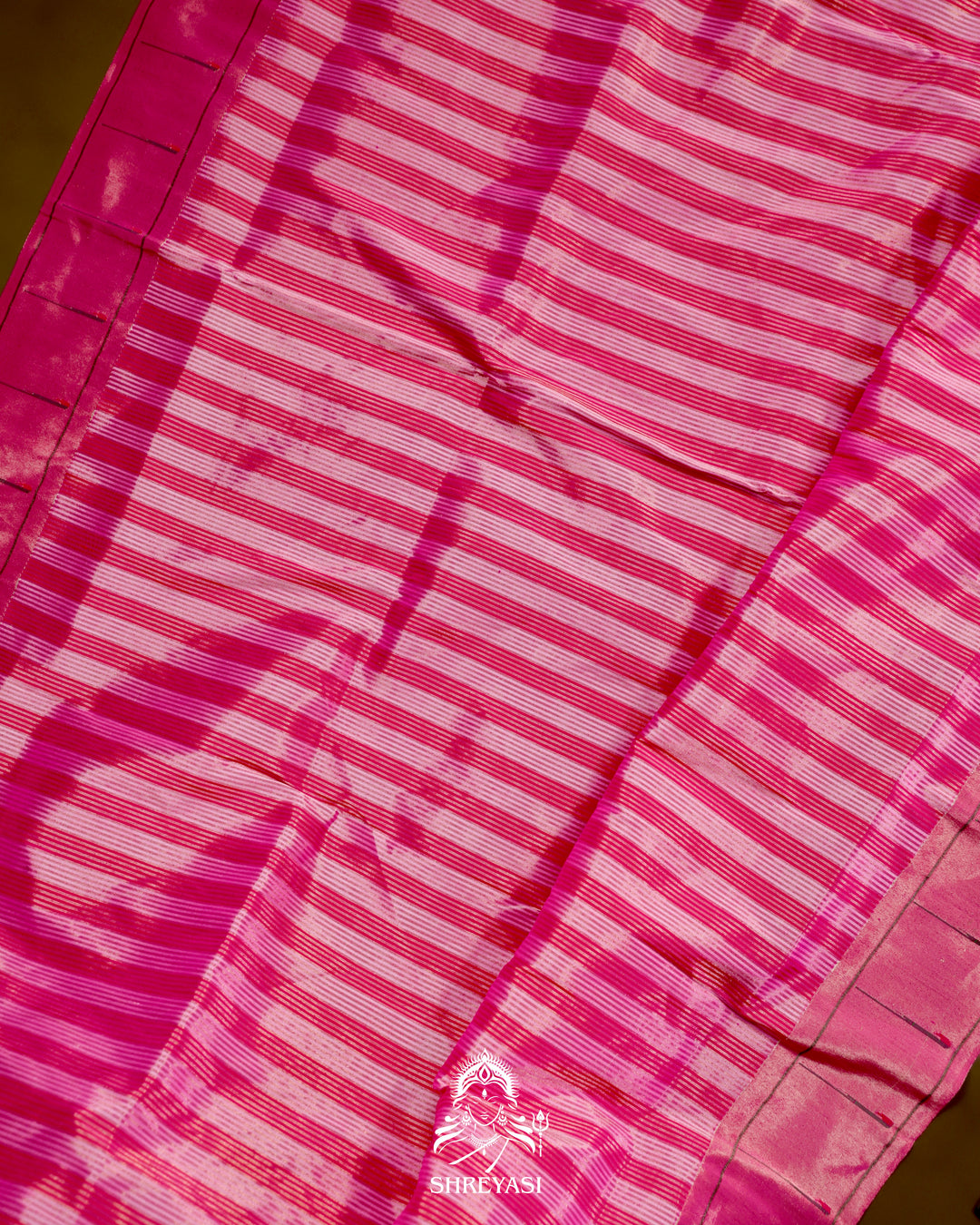 Paithani Silk Saree with Zari Line Weaving and Traditional Asawali Pallu