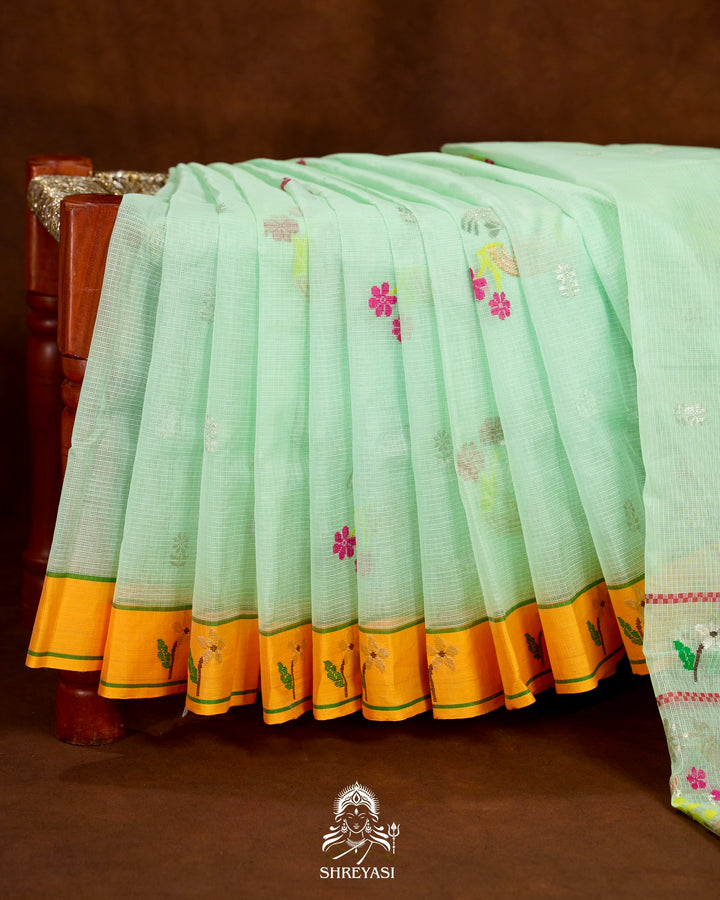 Handloom Pure Zari Kota Saree with Contrast Blouse