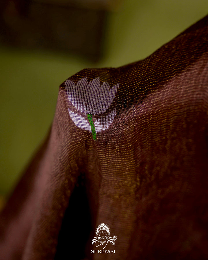 Handloom Silk Linen Jamdani Saree with Tissue Paithani Pallu