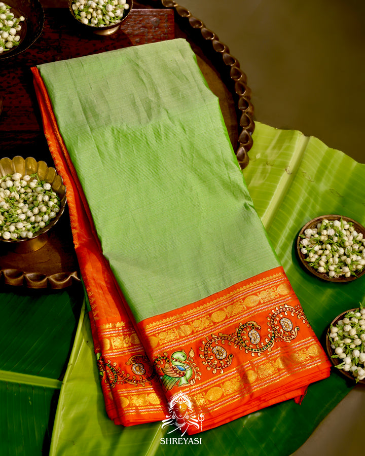 Kanjivaram Silk Saree with Tanjore Artwork