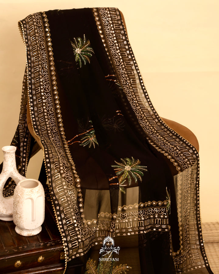 Embroidered Georgette Saree