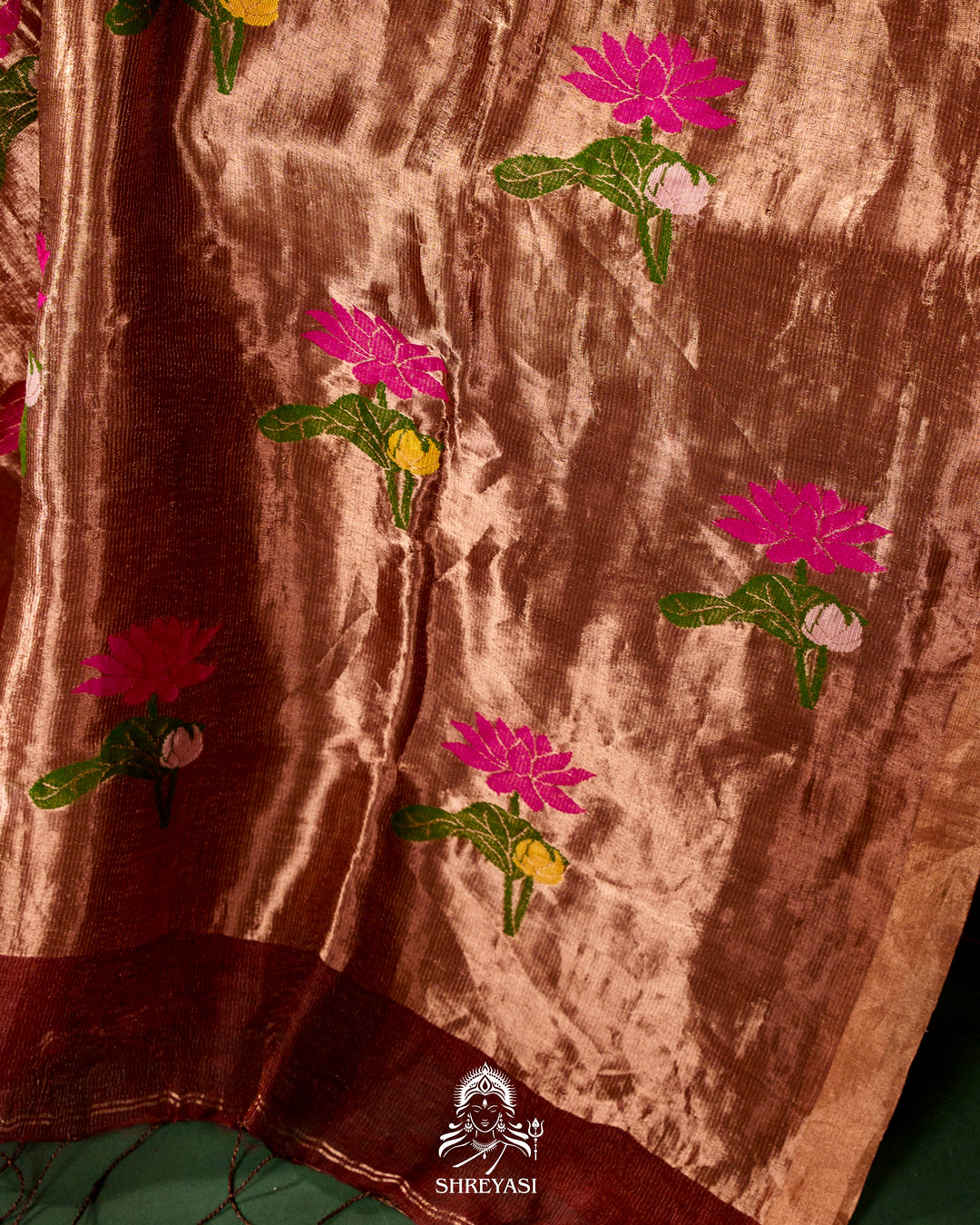 Handloom Silk Linen Jamdani Saree with Tissue Paithani Pallu
