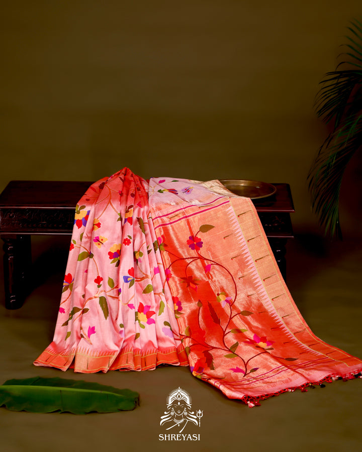All-Over Paithani Silk Saree with Zari Pallu