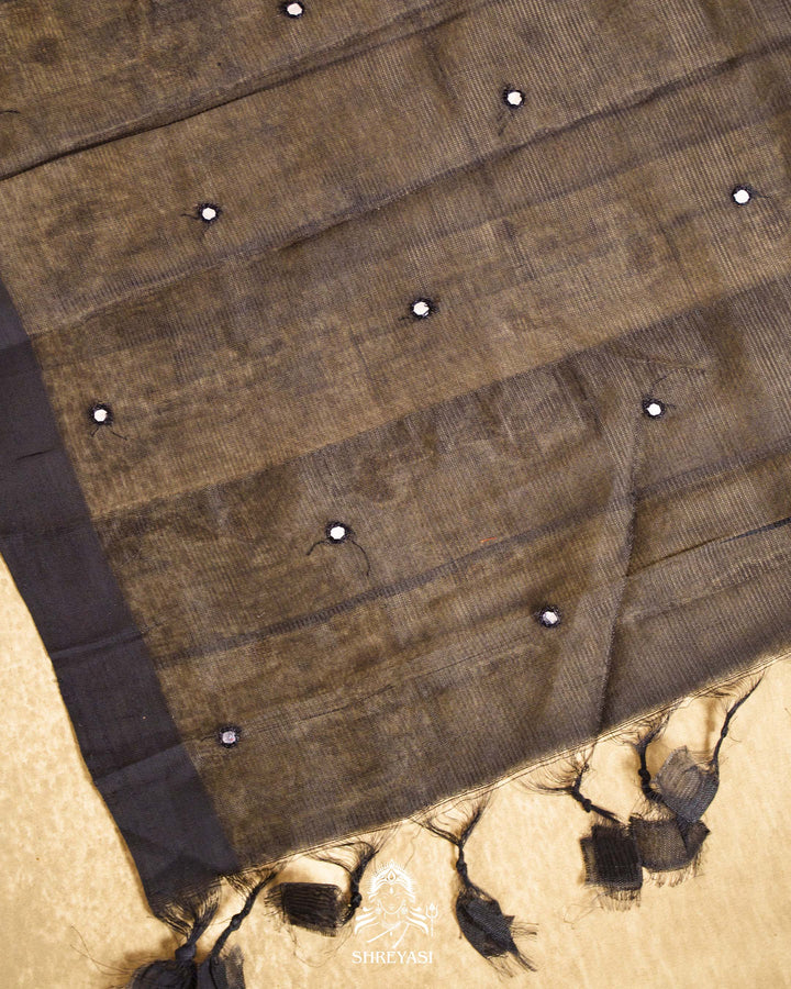 Handloom Pure Mangalagiri Silk Sarees with Mirror Work & Embroidery | Pen Kalamkari Blouse