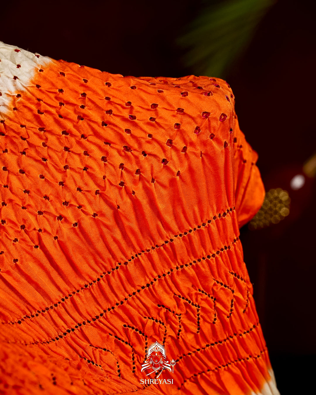 Pure Gaji Silk Designer Saree with Intricate Hand Knotted Bandhej Work