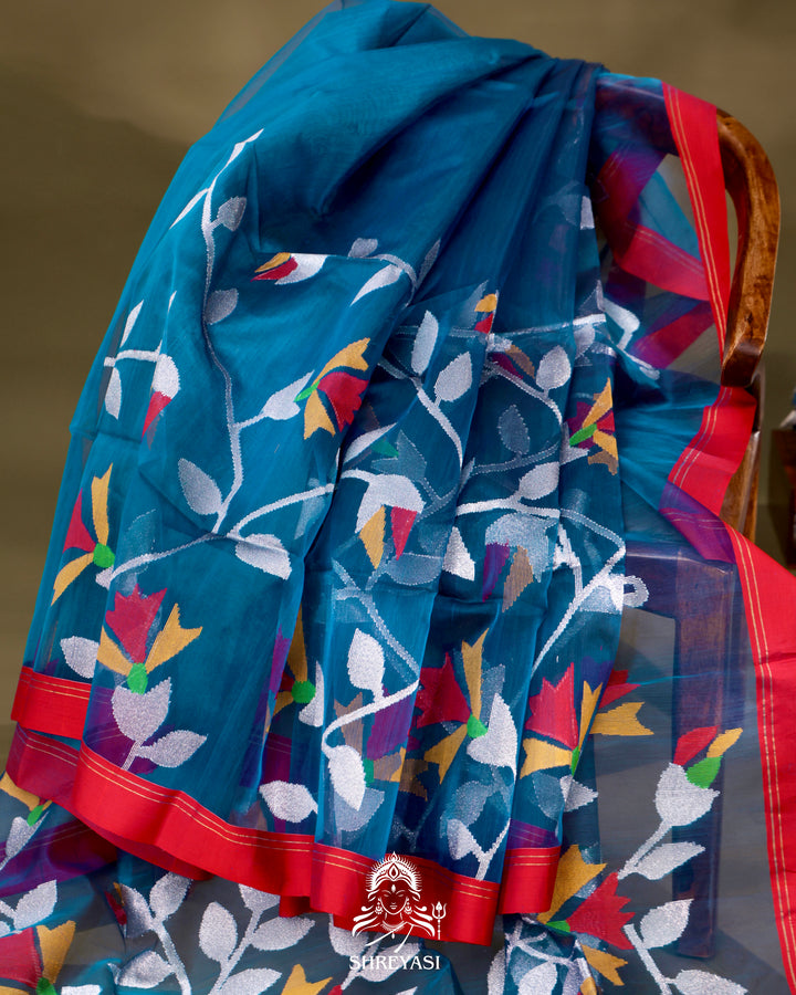 Muslin Jamdani Saree with Full Jaal Weaving