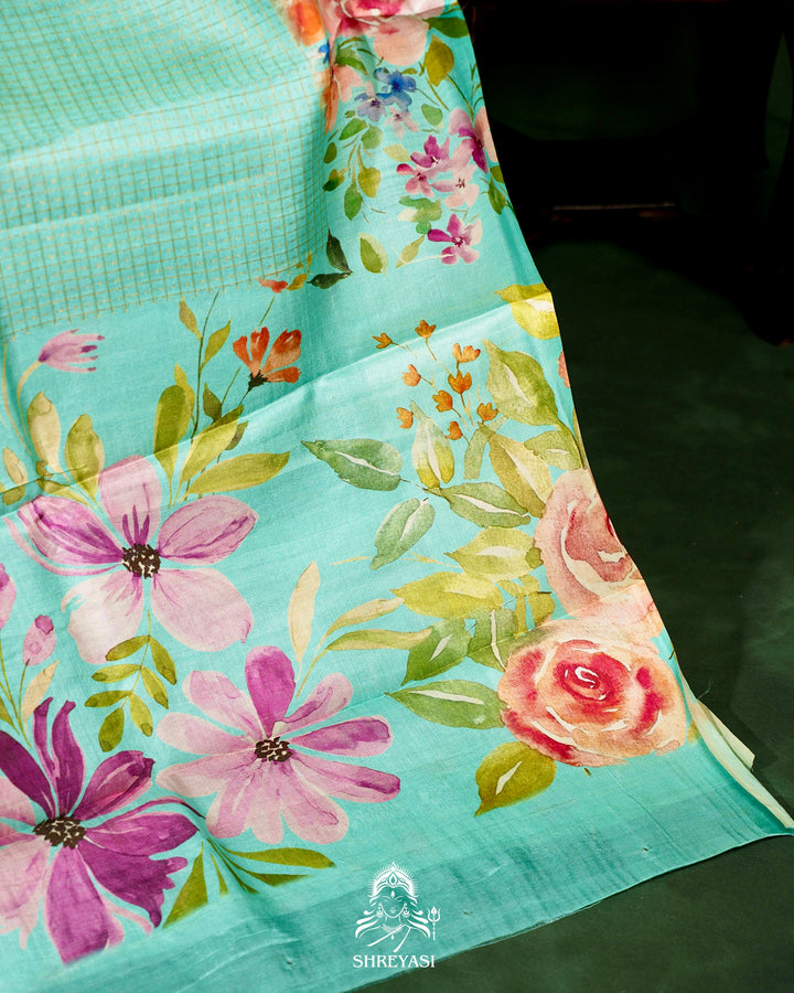 Handloom Pure Desi Tussar Silk Saree with Digital Floral Print