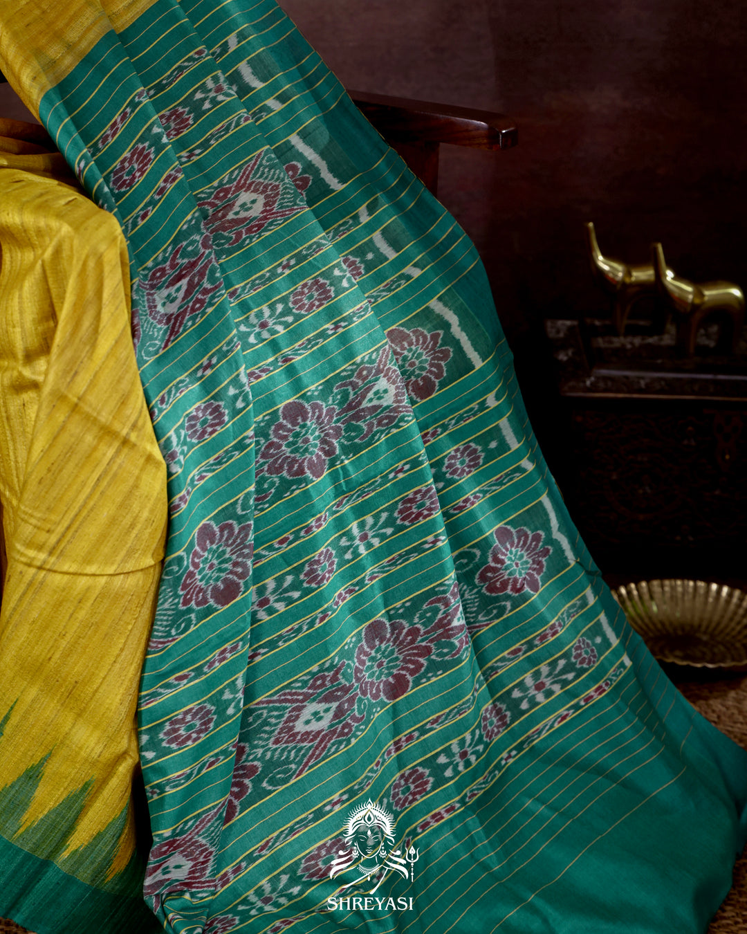 Handloom Pure Gopalpur Tussar Silk Saree with Ikat Pallu
