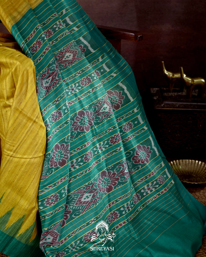 Handloom Pure Gopalpur Tussar Silk Saree with Ikat Pallu
